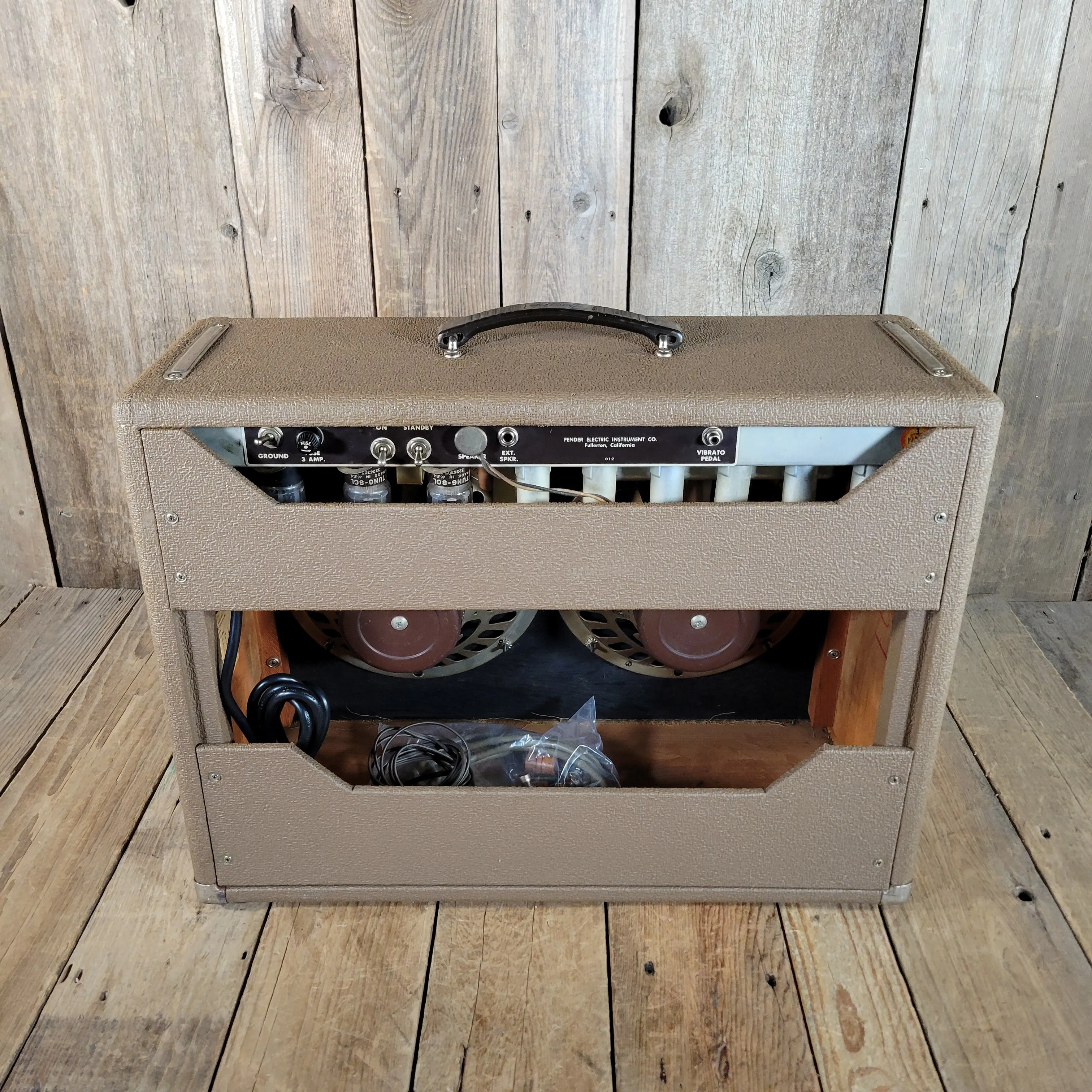 SOLD - Fender Super Amp 6GA-4 Brown Tolex Wheat Grille 1962 Serviced