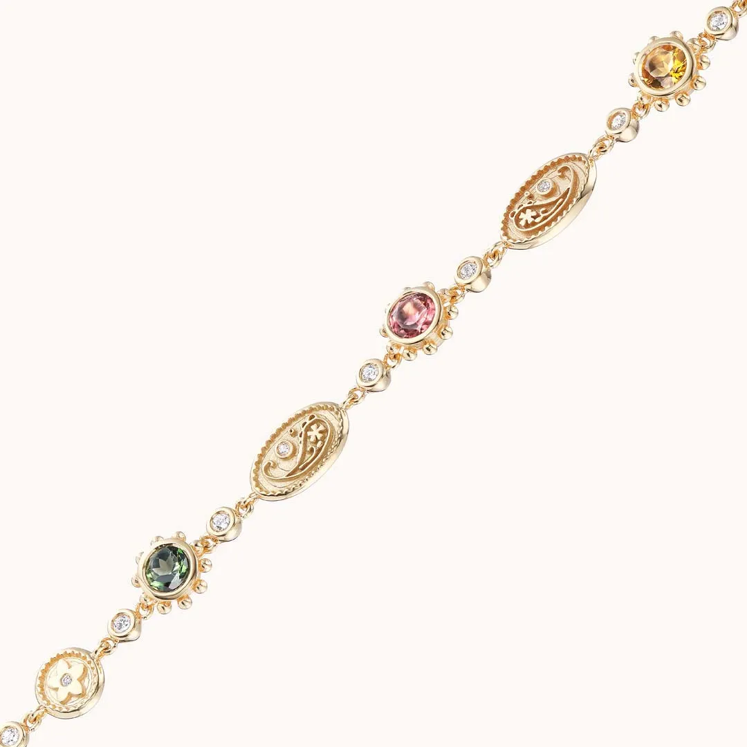Southwestern 3 Tourmaline Chain Bracelet