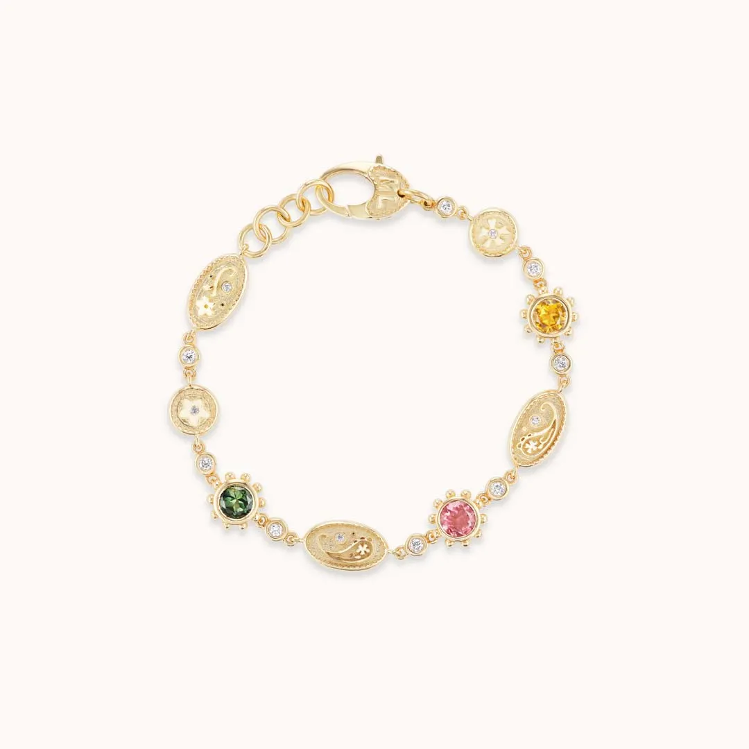 Southwestern 3 Tourmaline Chain Bracelet