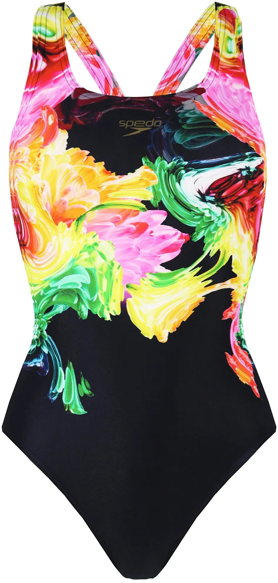 Speedo ColourBlend Placement Digital Powerback Womens Swimsuit - Black