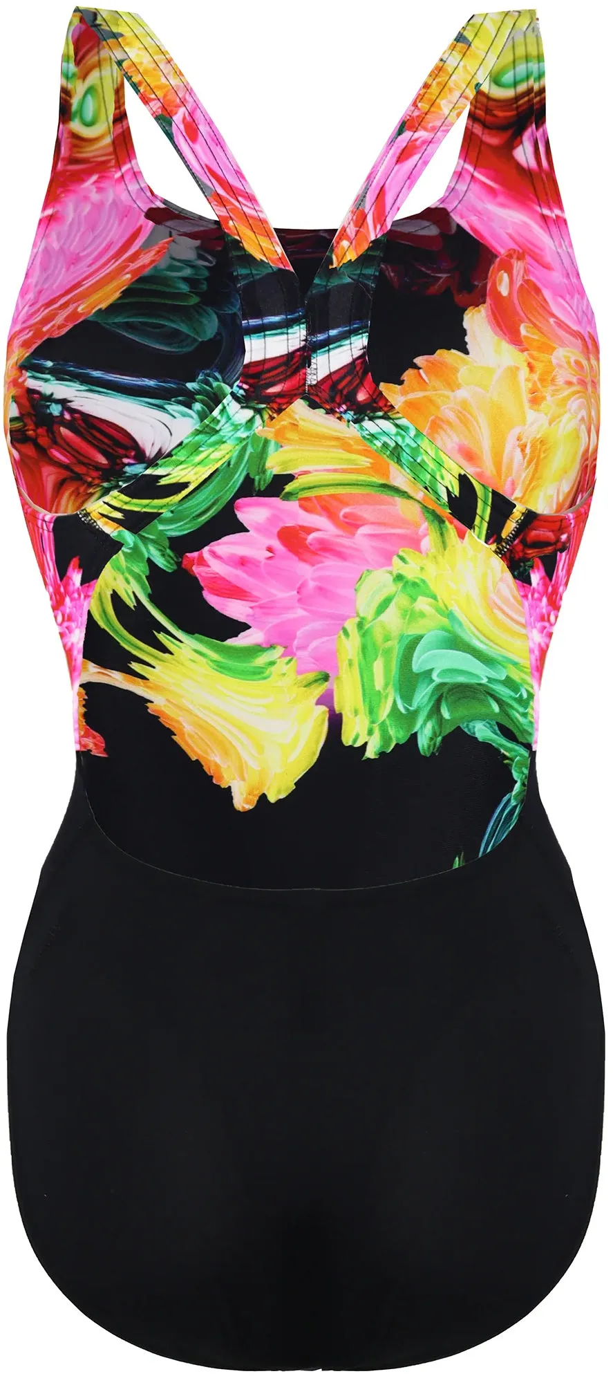 Speedo ColourBlend Placement Digital Powerback Womens Swimsuit - Black