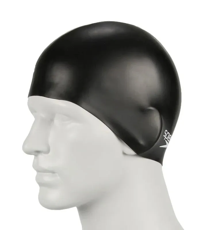 Speedo Plain Moulded Silicone Junior Cap | Black