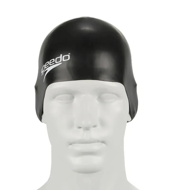 Speedo Plain Moulded Silicone Junior Cap | Black