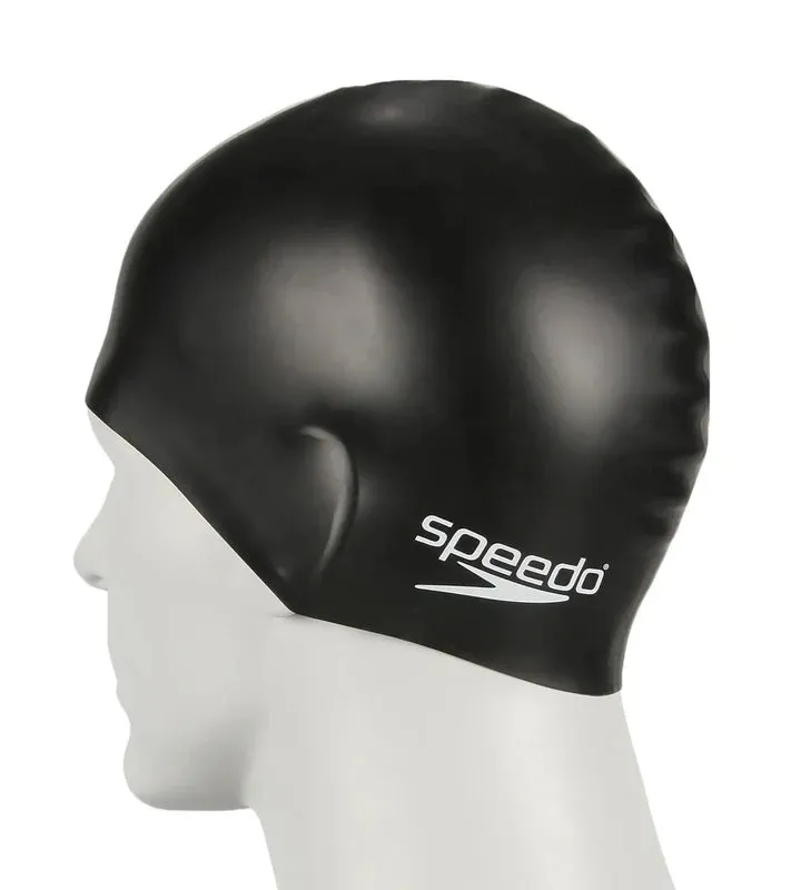 Speedo Plain Moulded Silicone Junior Cap | Black