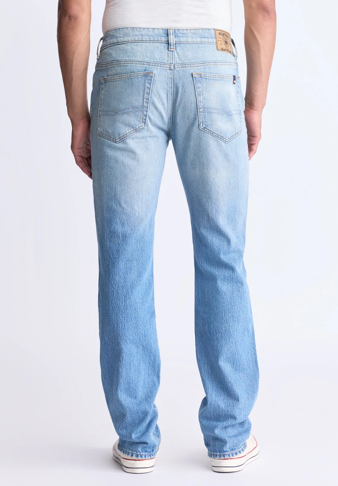 Straight Six Men's Crinkled and Sanded Jeans, Light Blue - BM26000