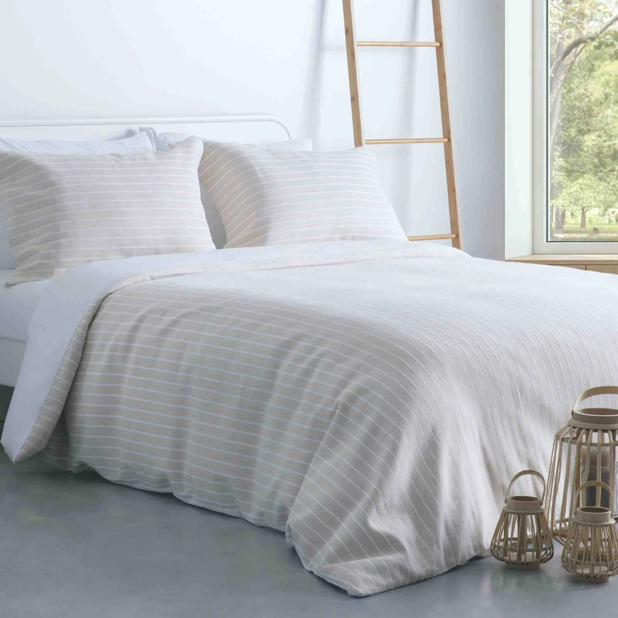 Stripes Jacquard Duvet Cover Set - Linen