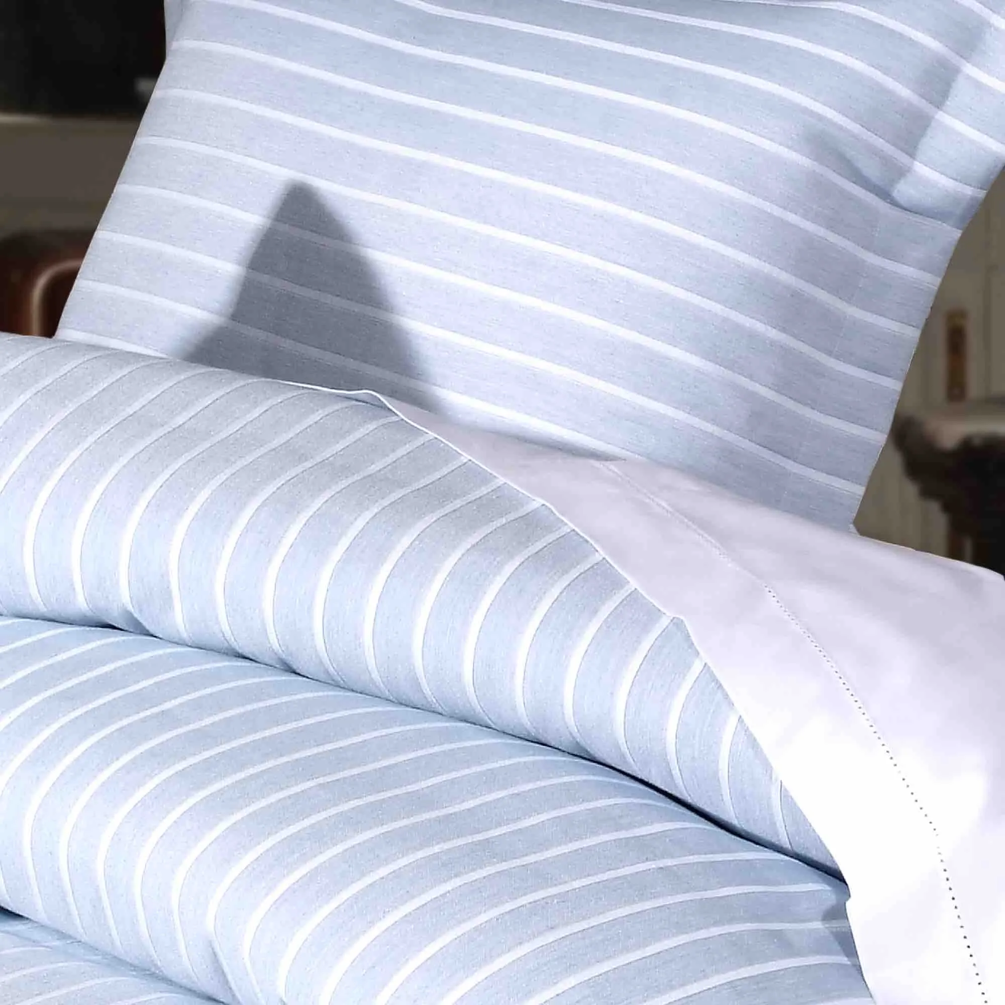 Stripes Jacquard Duvet Cover Set - Sky Blue