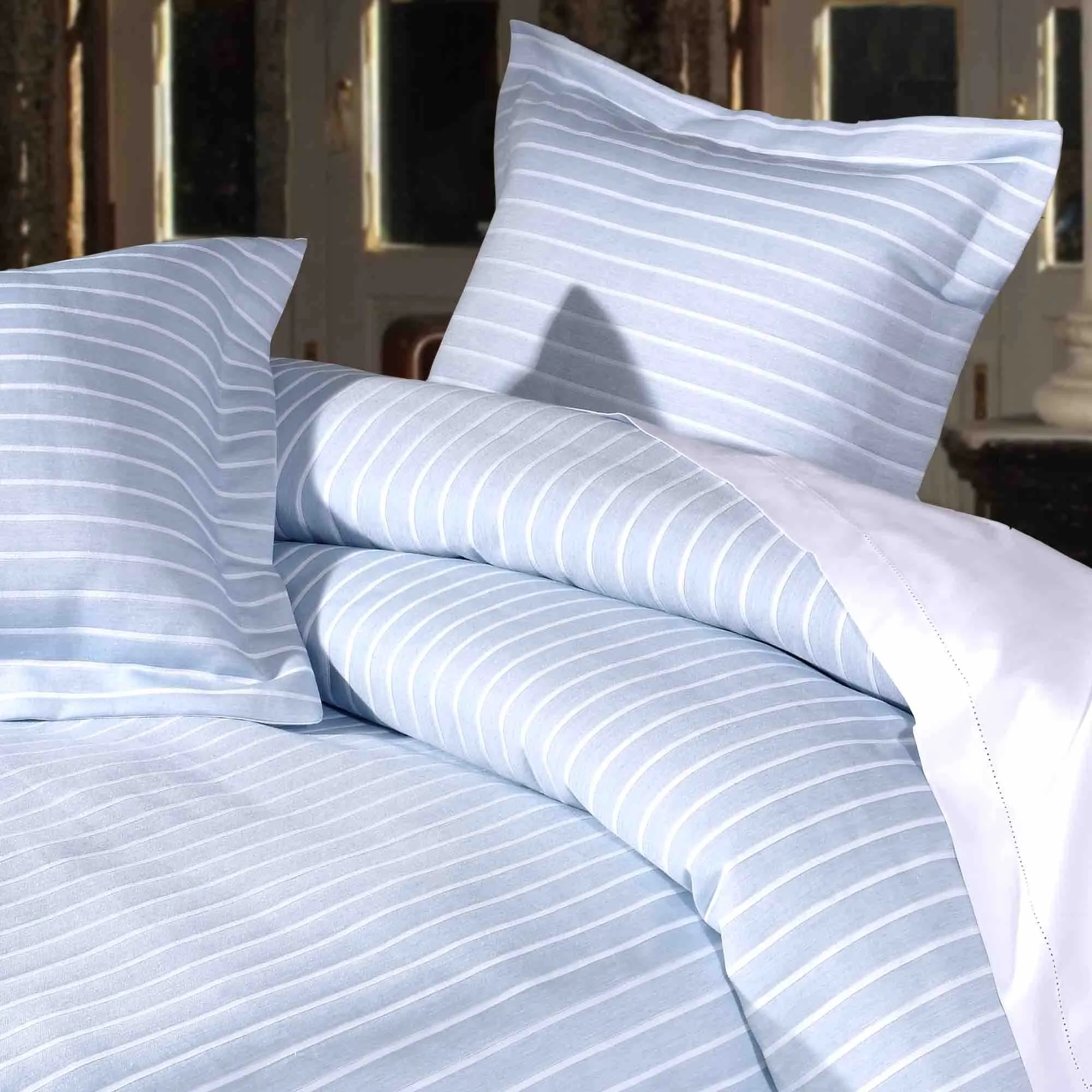 Stripes Jacquard Duvet Cover Set - Sky Blue