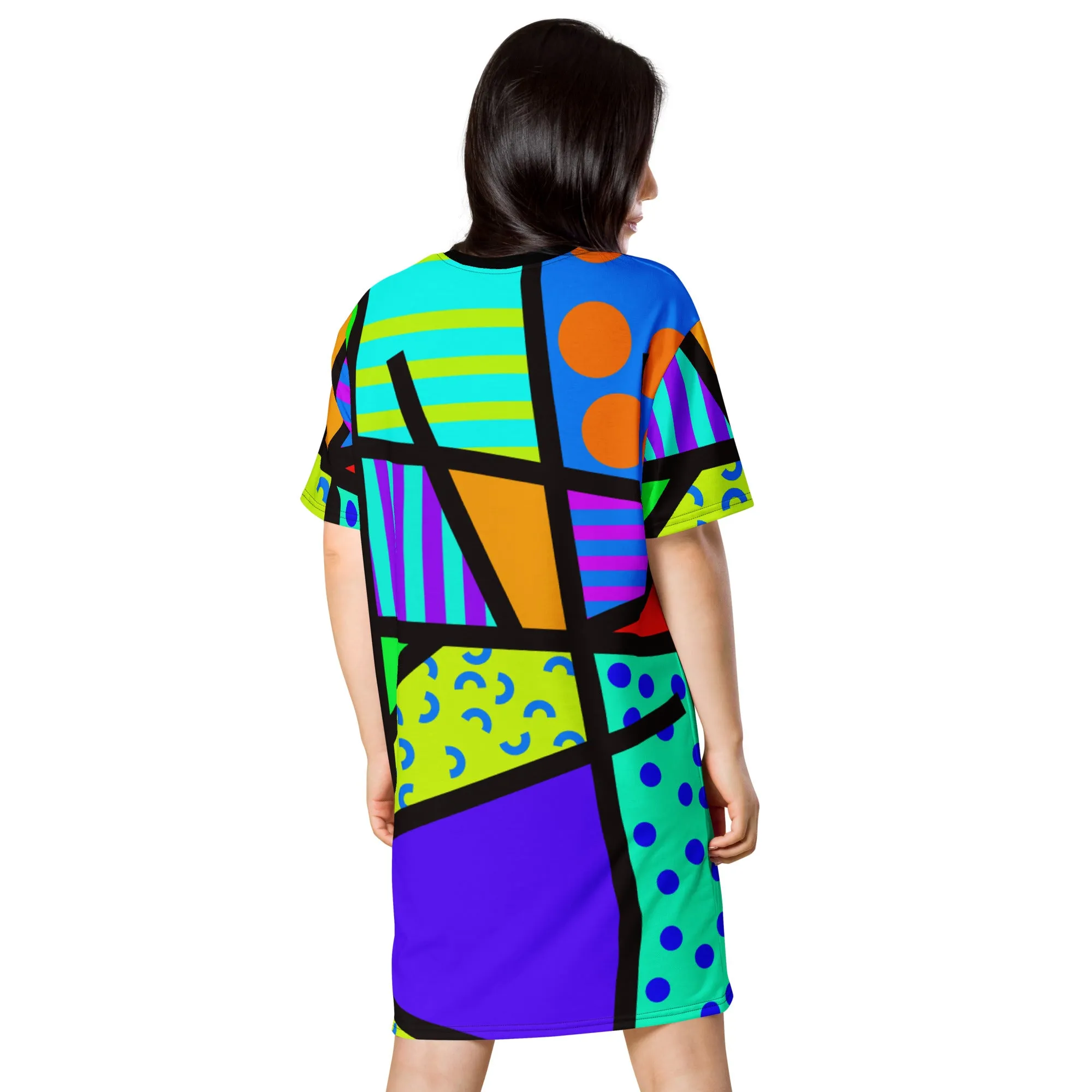 T-shirt Dress, Memphis Harajuku Rainbow