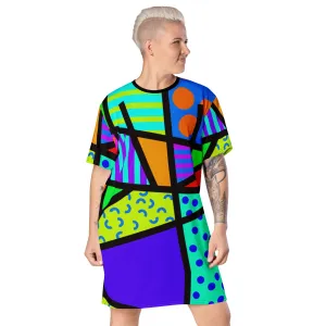 T-shirt Dress, Memphis Harajuku Rainbow