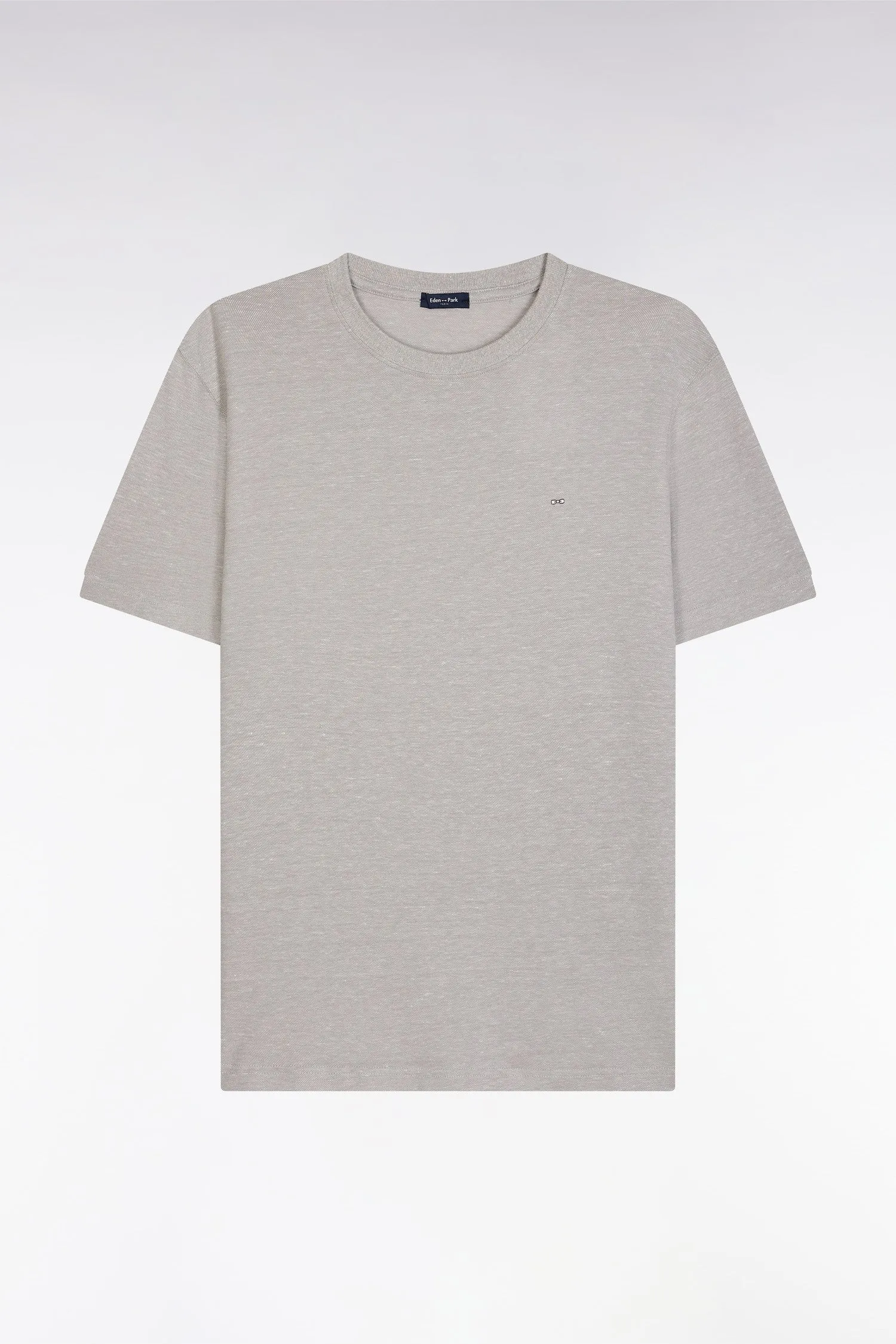 T-shirt en coton et lin gris coupe droite