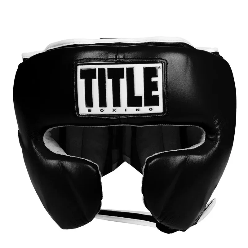 Title Boxing Leather Sparring Headgear Black