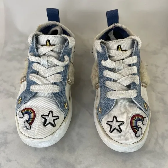 UGG girls K patch it sneakers size 3 white and blue