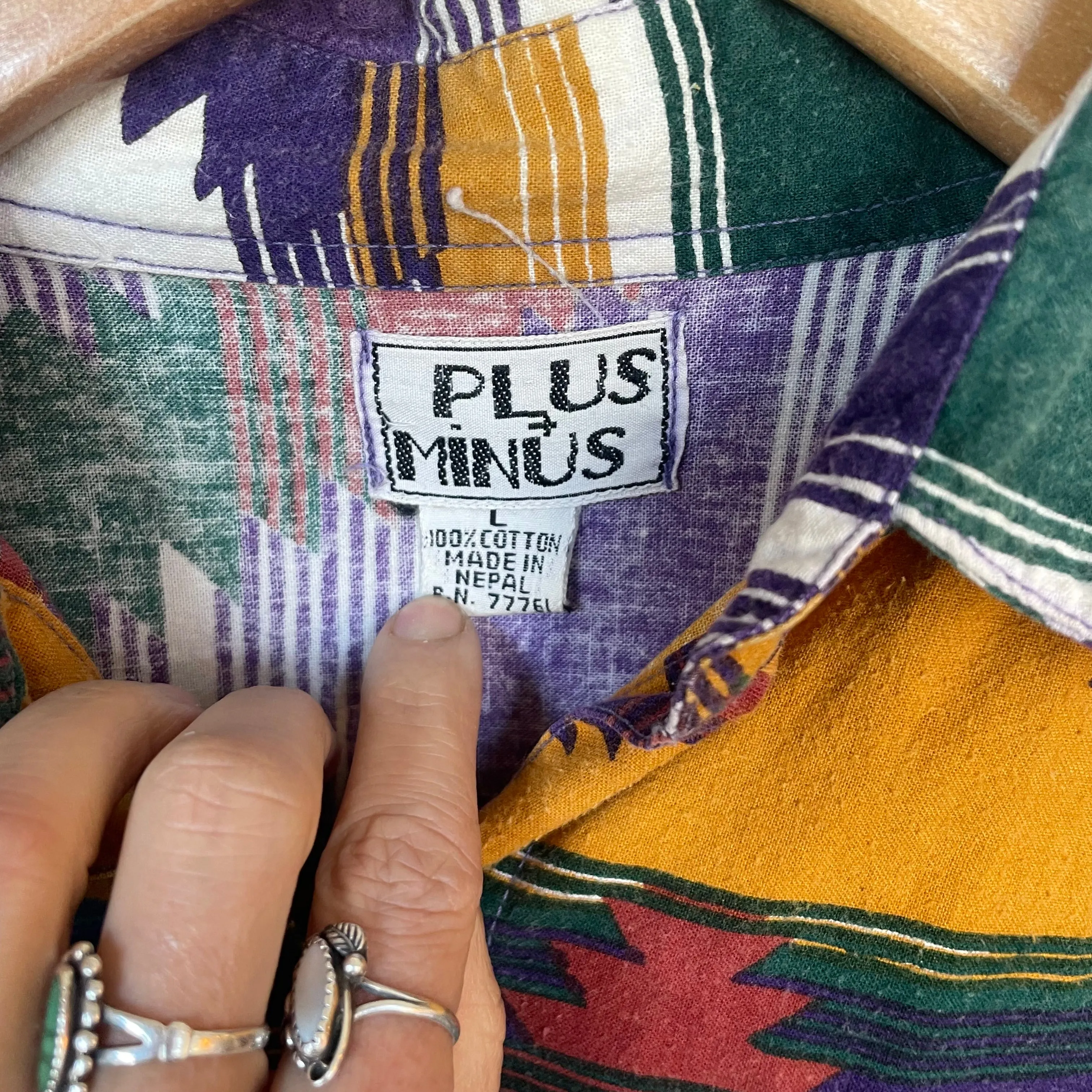 Vintage 90s Plus Minus southwestern shirt  //  Size Large (HT2430)