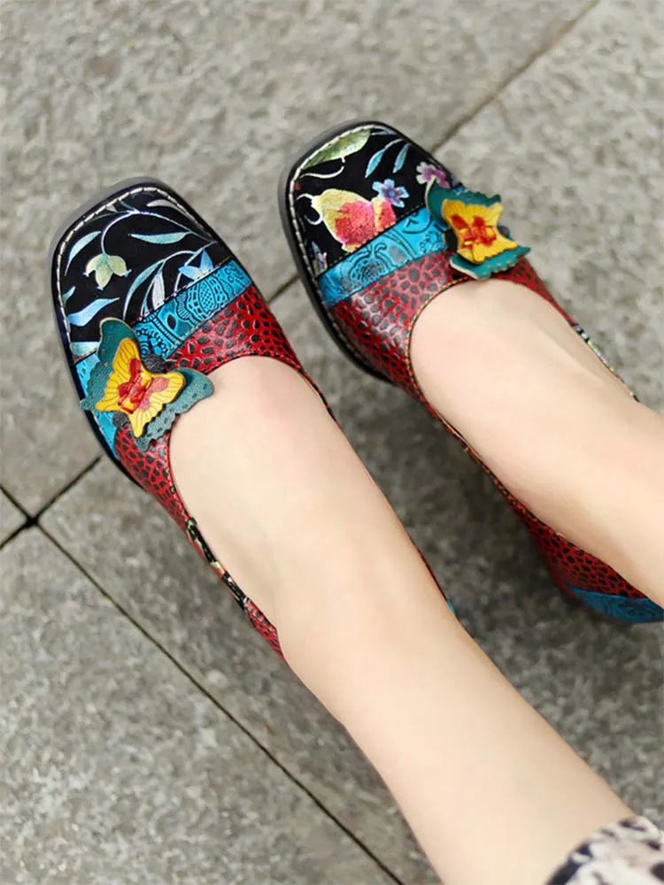 Vintage Butterfly Leather Shoes