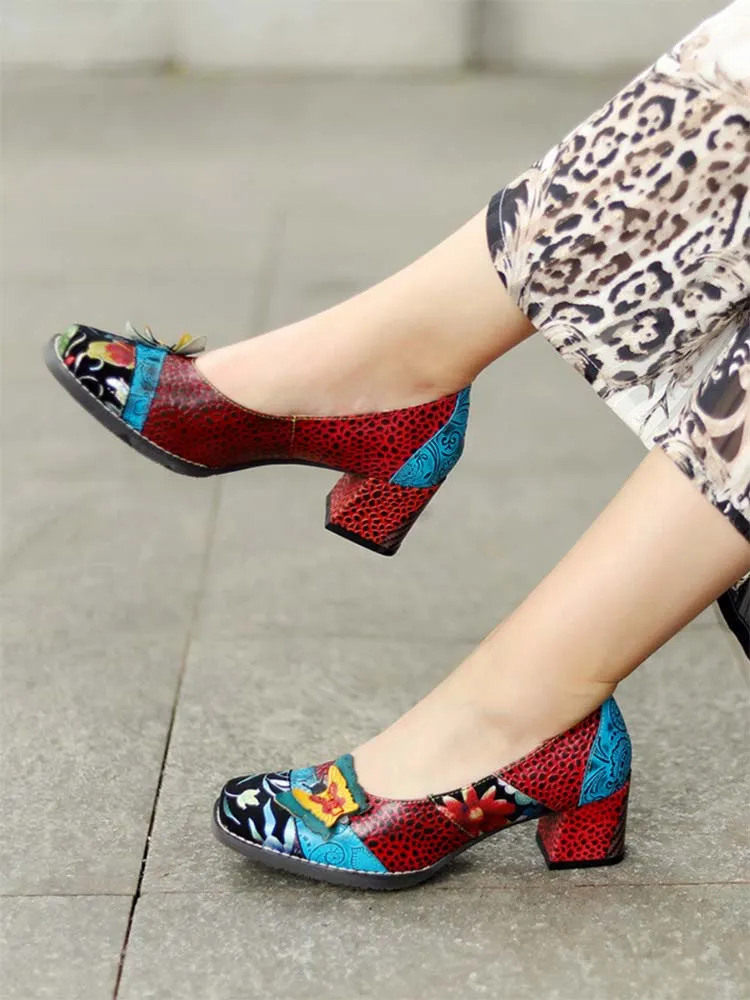 Vintage Butterfly Leather Shoes