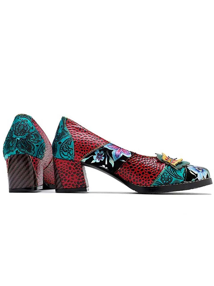 Vintage Butterfly Leather Shoes
