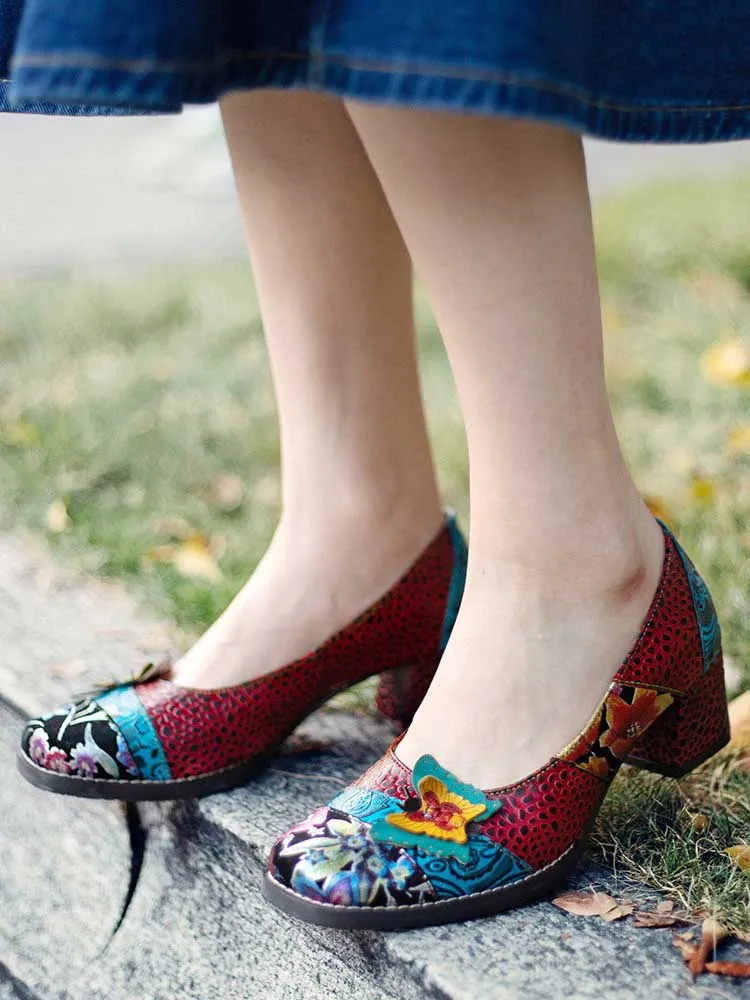 Vintage Butterfly Leather Shoes