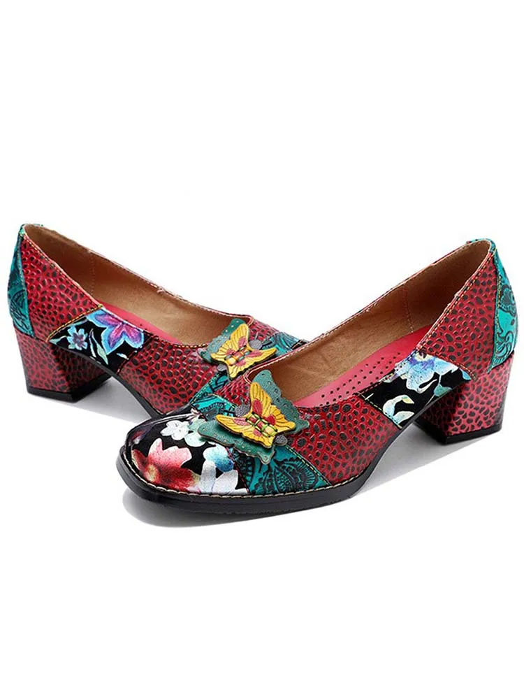 Vintage Butterfly Leather Shoes