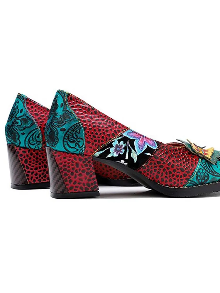 Vintage Butterfly Leather Shoes