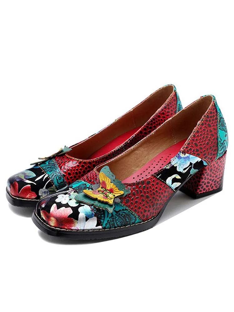 Vintage Butterfly Leather Shoes