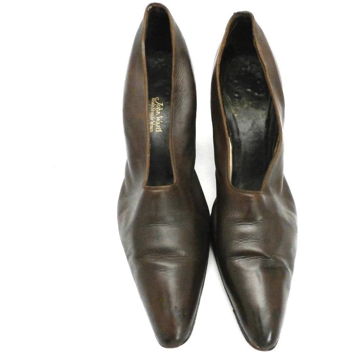 Vintage Ladies Shoes Pumps Brown Leather Late Teens-Early 1920s Size 6B John Ward