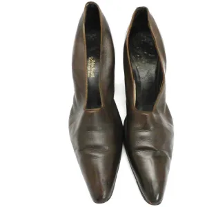 Vintage Ladies Shoes Pumps Brown Leather Late Teens-Early 1920s Size 6B John Ward