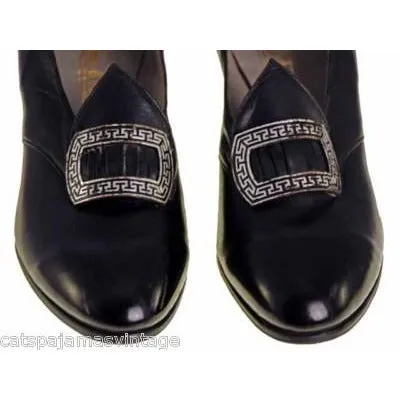 VINTAGE Leather Heels 1920s Walk Over NIB#10 Nice Buckles Size EU 36 US 6