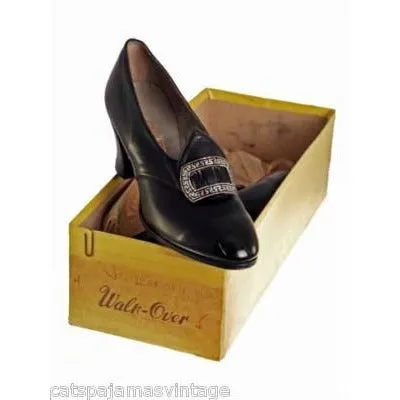VINTAGE Leather Heels 1920s Walk Over NIB#10 Nice Buckles Size EU 36 US 6