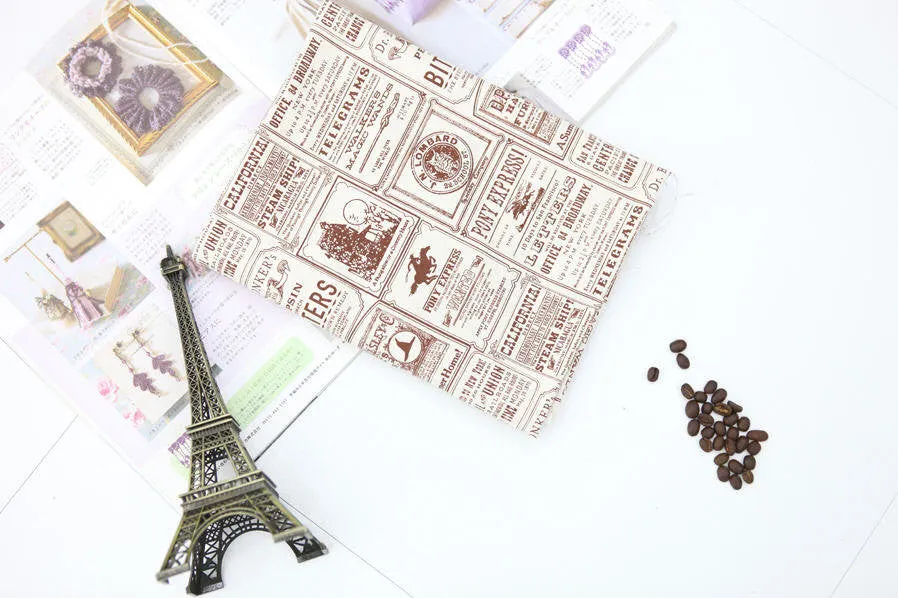 Vintage Lettering Oxford Cotton Fabric - Brown - By the Yard 94017
