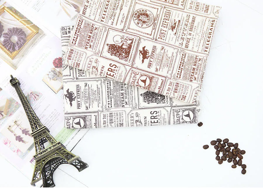Vintage Lettering Oxford Cotton Fabric - Brown - By the Yard 94017