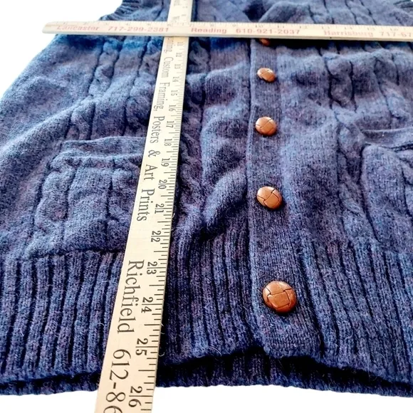 Vintage Parker of Vienna Shetland Wool Cable Knit Vest Large Deep Purple EUC