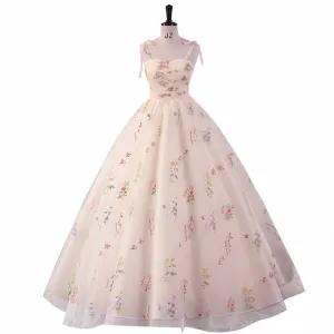 Vintage Sweetheart Embroidery Tulle Prom Dress Ball Gowns