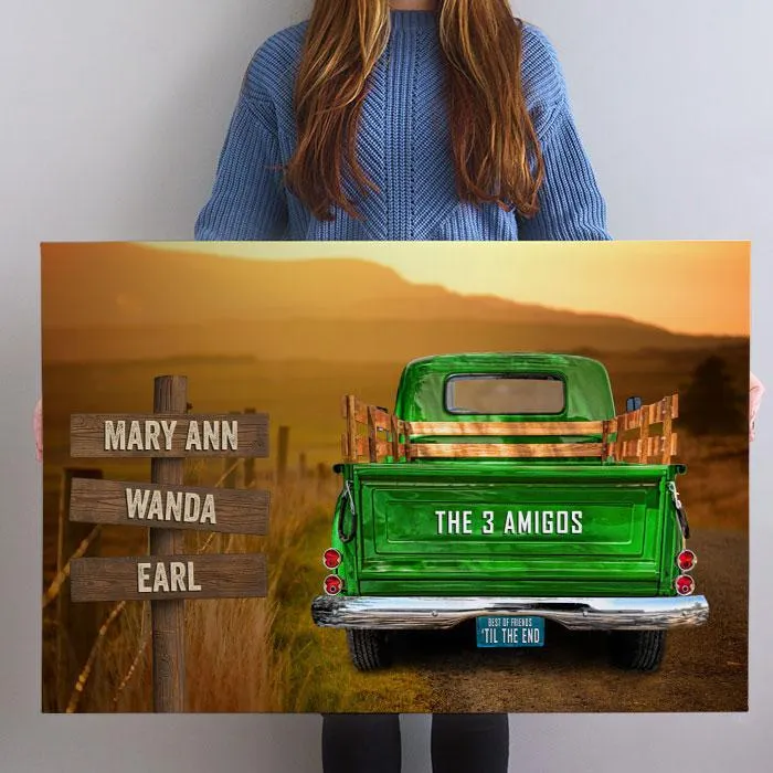 Vintage Truck Personalized Name Sign Canvas Custom Wall Art