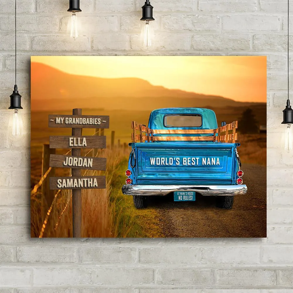 Vintage Truck Personalized Name Sign Canvas Custom Wall Art