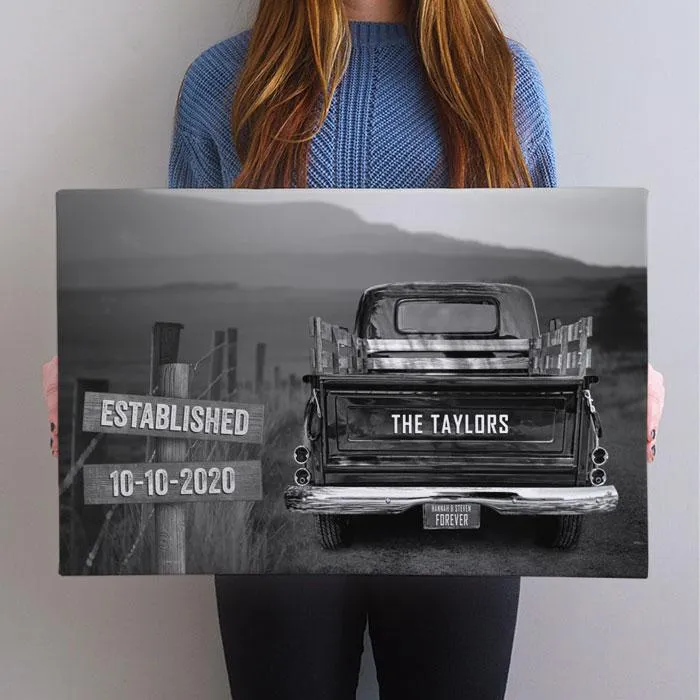 Vintage Truck Personalized Name Sign Canvas Custom Wall Art