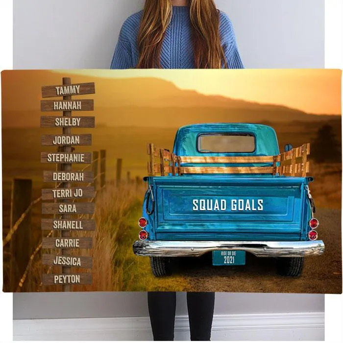 Vintage Truck Personalized Name Sign Canvas Custom Wall Art