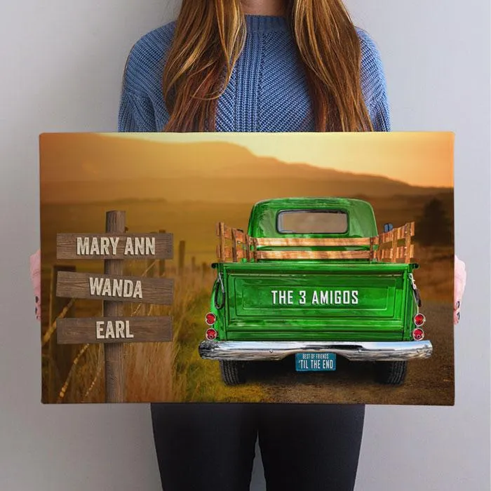 Vintage Truck Personalized Name Sign Canvas Custom Wall Art