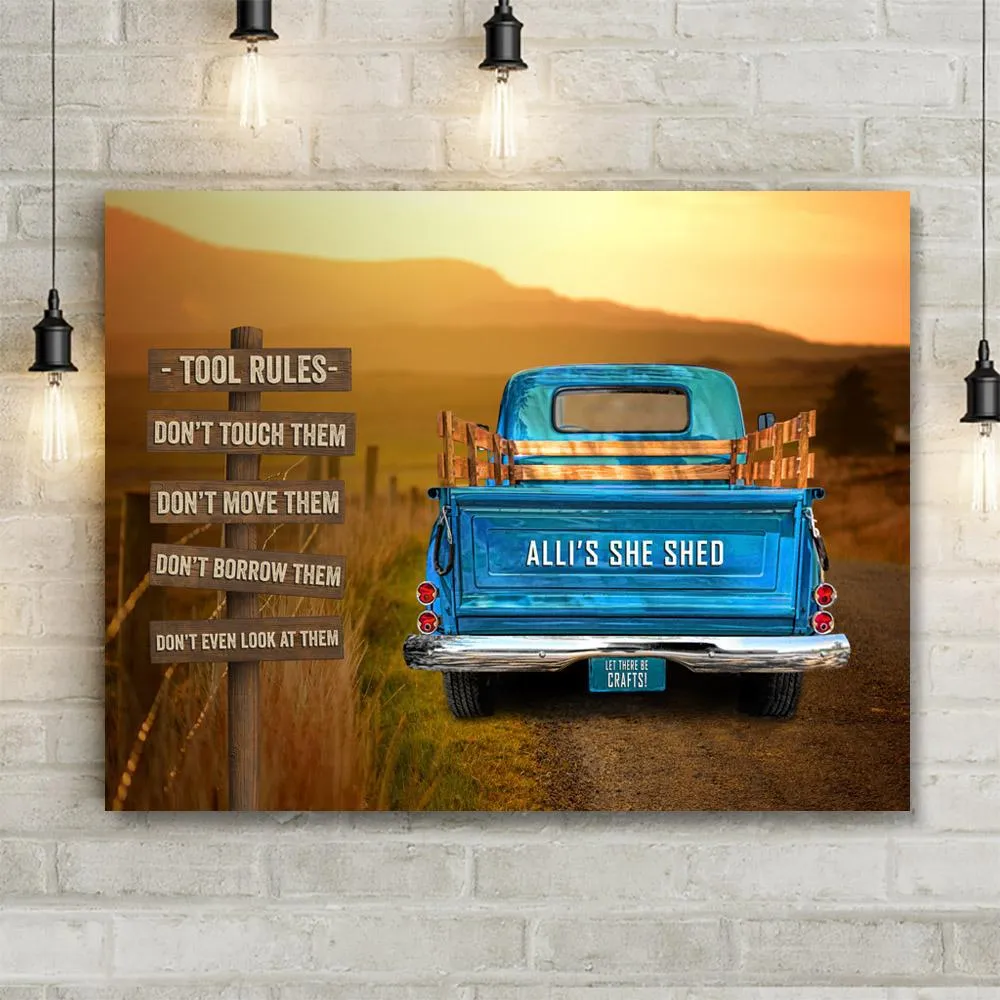 Vintage Truck Personalized Name Sign Canvas Custom Wall Art