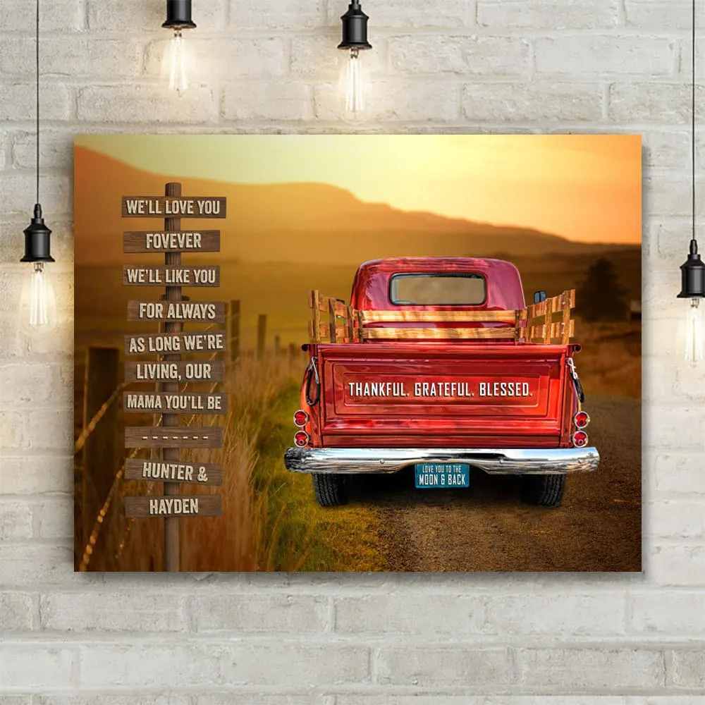 Vintage Truck Personalized Name Sign Canvas Custom Wall Art