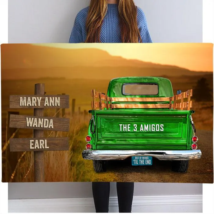 Vintage Truck Personalized Name Sign Canvas Custom Wall Art