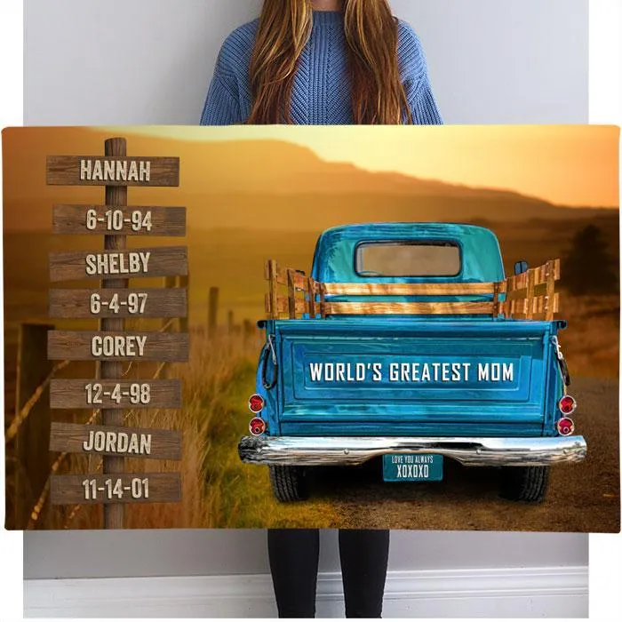 Vintage Truck Personalized Name Sign Canvas Custom Wall Art