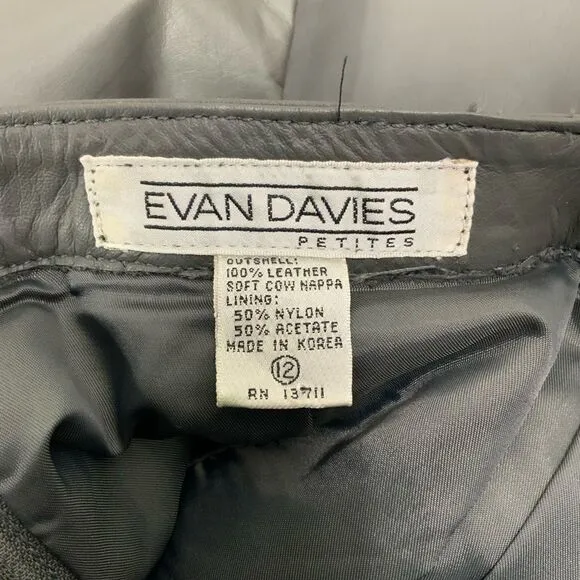 VINTAGE EVAN DAVIES Grey leather pencil skirt