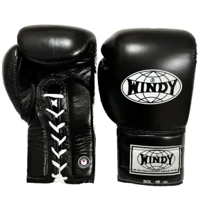 Windy Sport BGL Lace-Up Muay Thai Boxing Gloves Black