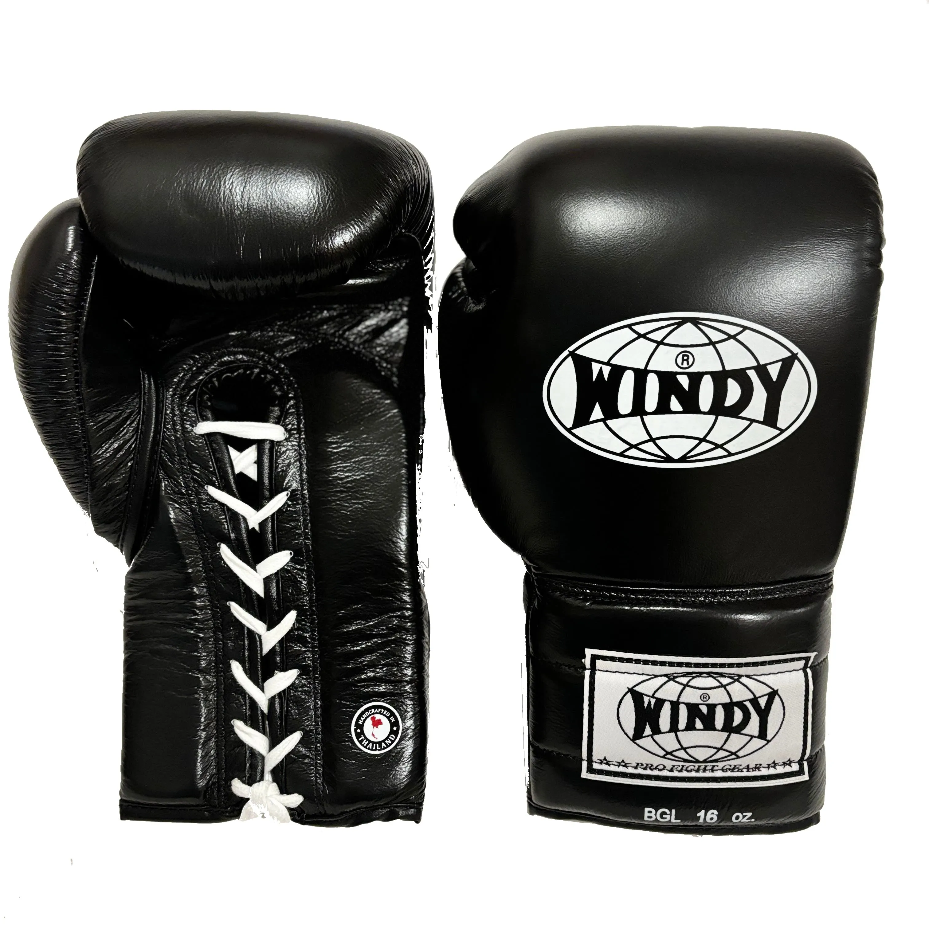 Windy Sport BGL Lace-Up Muay Thai Boxing Gloves Black