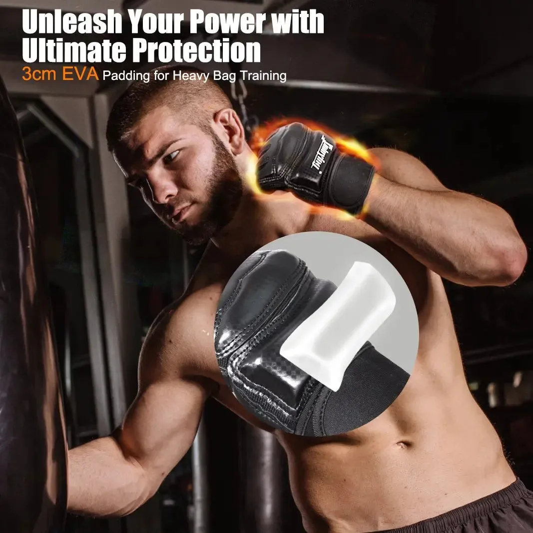 Xinluying PU Leather MMA Training Gloves - Multiple Sizes with Wrist Wraps