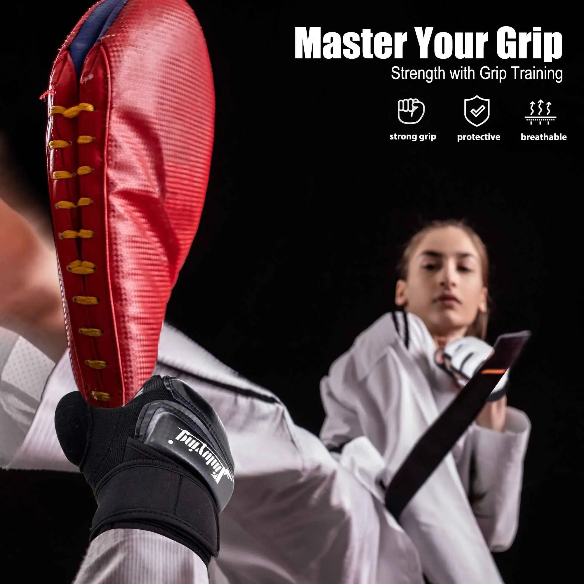 Xinluying PU Leather MMA Training Gloves - Multiple Sizes with Wrist Wraps