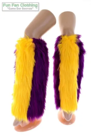 Yellow & Purple Faux Fur Leg Warmers